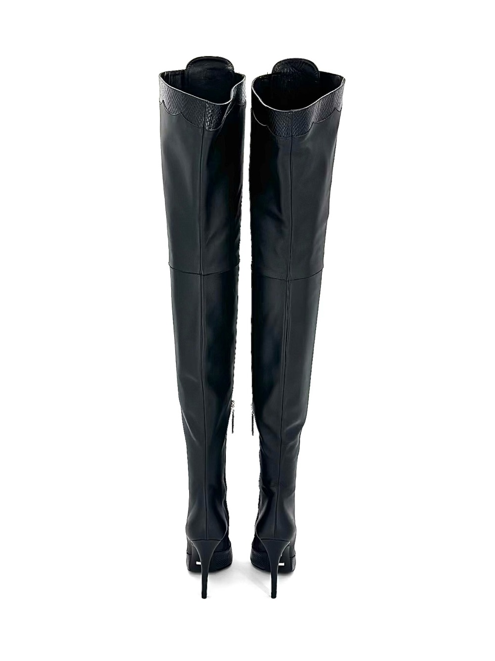 Gucci Harriet Thigh High Snake Emboss Pointed Toe Heeled Boots 39 - Picture 5 of 10